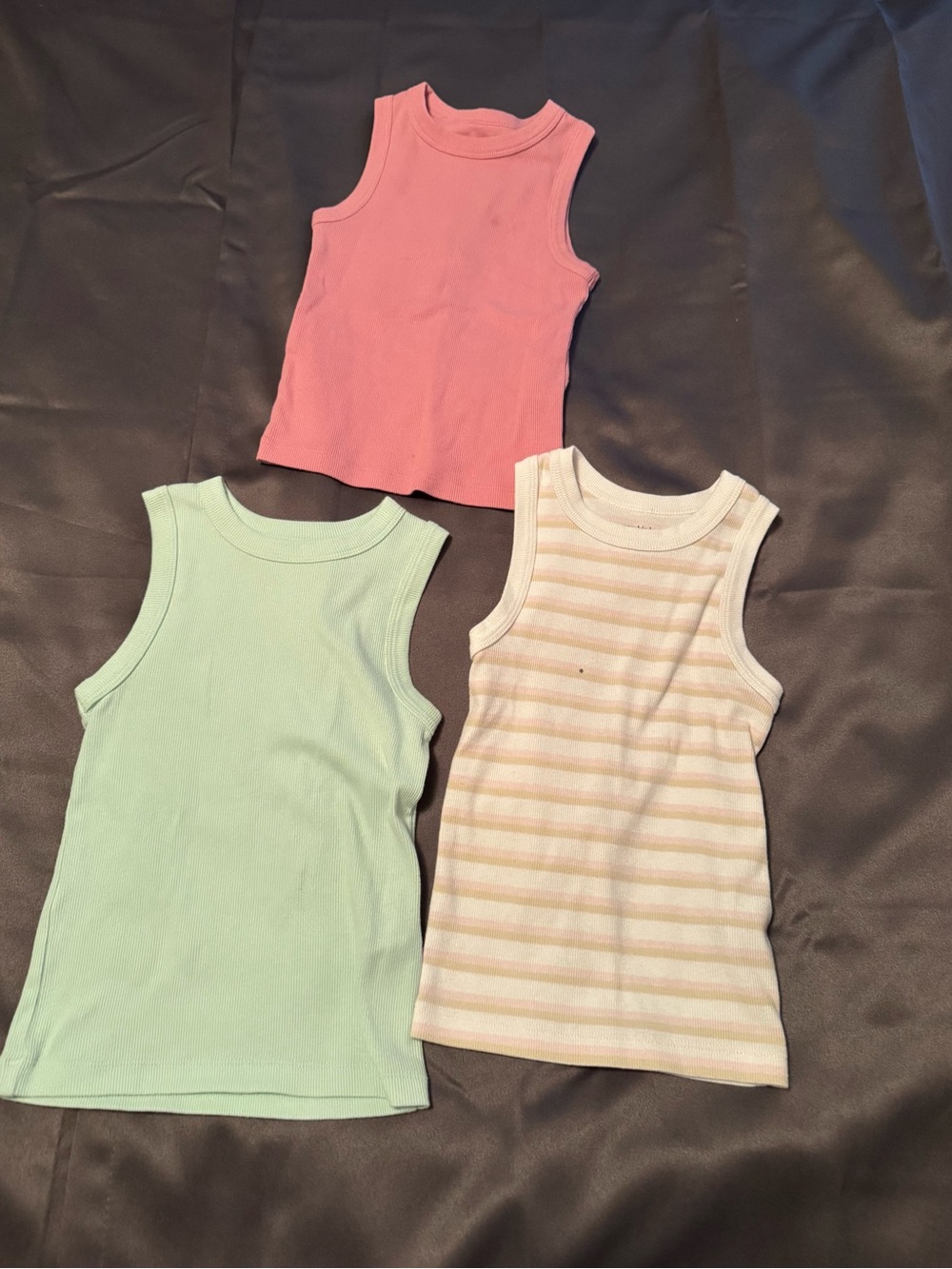 Bundle (3) Abercrombie Kids Girls Ribbed Tank Pastel Summer Staples Size 5/6